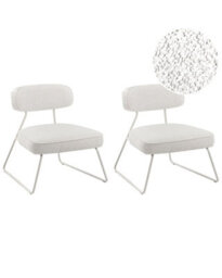 Wyld And Coco Luxenest Off-White Armless Armchair Set Of 2 With Iron Legs - Compact Modern Living Room Seating - thumbnail 3