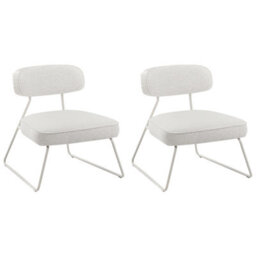 Wyld And Coco Luxenest Off-White Armless Armchair Set Of 2 With Iron Legs - Compact Modern Living Room Seating - thumbnail 5