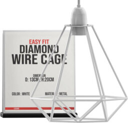 Modern Easy Fit White Metal Geometric Ceiling Pendant Light Shades Bulb Guards Wire Cage Lampshades - thumbnail 1