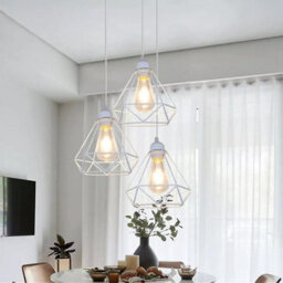 Modern Easy Fit White Metal Geometric Ceiling Pendant Light Shades Bulb Guards Wire Cage Lampshades - thumbnail 5