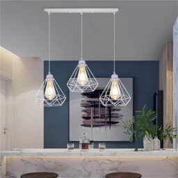 Modern Easy Fit White Metal Geometric Ceiling Pendant Light Shades Bulb Guards Wire Cage Lampshades - thumbnail 7