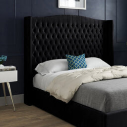 Snuggler Curved Top Winged Upholstered Soft Velvet Designer Bed Frame - thumbnail 3