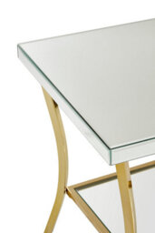 Orsina Sturdy Silver Finished Bedside Table, Luxe Mirror Glass Topped Corner Table For Lounge, Elegant Side Table - thumbnail 4