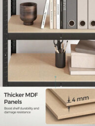 Songmics  Shelving Unit, 150 X 75 X 30 Cm, Max. Load 650 Kg (130 Kg Per Tier), Storage Rack, Black And Rustic Brown - thumbnail 9