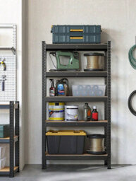 Songmics  Shelving Unit, 150 X 75 X 30 Cm, Max. Load 650 Kg (130 Kg Per Tier), Storage Rack, Black And Rustic Brown - thumbnail 1