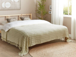 Beliani Bedspread Bere Cotton 220 X 240 Cm Off-White - thumbnail 2