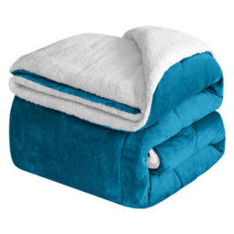 Ameha Sherpa Fleece Blanket Soft Thick Plush Warm & Reversible Throw Double Teal Size 150X200Cm - thumbnail 3