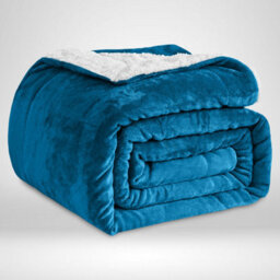 Ameha Sherpa Fleece Blanket Soft Thick Plush Warm & Reversible Throw Double Teal Size 150X200Cm - thumbnail 1