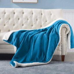Ameha Sherpa Fleece Blanket Soft Thick Plush Warm & Reversible Throw Double Teal Size 150X200Cm - thumbnail 8