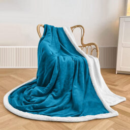 Ameha Sherpa Fleece Blanket Soft Thick Plush Warm & Reversible Throw Double Teal Size 150X200Cm - thumbnail 6