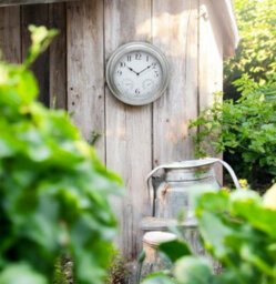 Large 46Cm Galvanised Metal Garden Wall Clock With Thermometer And Hygrometer - thumbnail 2