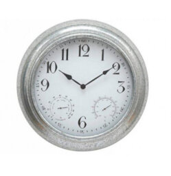 Large 46Cm Galvanised Metal Garden Wall Clock With Thermometer And Hygrometer - thumbnail 3