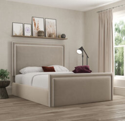 Ds Living Verona Pipping Upholstered Bistra Beige Bed - thumbnail 1