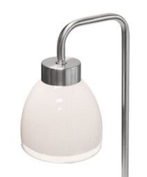 Lighting Supermarket Arch Satin Silver Vintage Industrial Table Lamp With St Tropez Glass Shade - thumbnail 3