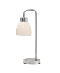 Lighting Supermarket Arch Satin Silver Vintage Industrial Table Lamp With St Tropez Glass Shade - thumbnail 1