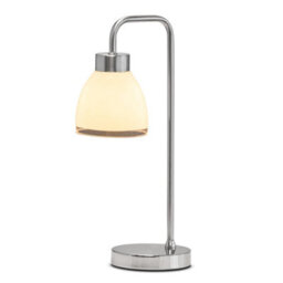 Lighting Supermarket Arch Satin Silver Vintage Industrial Table Lamp With St Tropez Glass Shade - thumbnail 2
