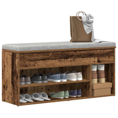 Vidaxl Shoe Bench Old Wood 102X30.5X45 Cm Engineered Wood - image 1