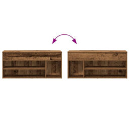 Vidaxl Shoe Bench Old Wood 102X30.5X45 Cm Engineered Wood - thumbnail 7