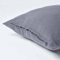 Homescapes Dark Grey European Linen Pillowcase, 80 X 80 Cm - thumbnail 3