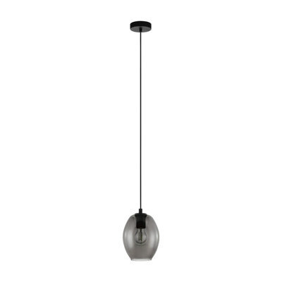 Elegant Black Pendant Ceiling Light With Smoked Glass Shade - E27 Bulb Compatible - image 1