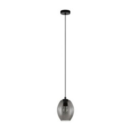 Elegant Black Pendant Ceiling Light With Smoked Glass Shade - E27 Bulb Compatible - thumbnail 1