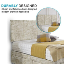 Dining Tables Chelsea Headboard Divan Set, 2 Drawer On Same Side With Sprung 1500 Comfort Mattress - Crushed Velvet Champagne - King - thumbnail 3