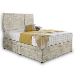 Dining Tables Chelsea Headboard Divan Set, 2 Drawer On Same Side With Sprung 1500 Comfort Mattress - Crushed Velvet Champagne - King - thumbnail 4