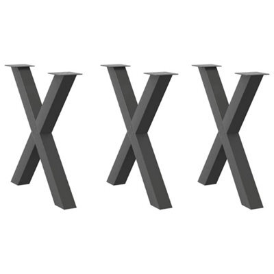 Berkfield Dining Table Legs X-Shaped 3 Pcs Anthracite 70X(72-73) Cm Steel - image 1