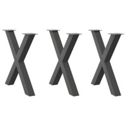 Berkfield Dining Table Legs X-Shaped 3 Pcs Anthracite 70X(72-73) Cm Steel - thumbnail 1