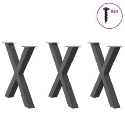 Berkfield Dining Table Legs X-Shaped 3 Pcs Anthracite 70X(72-73) Cm Steel - thumbnail 3