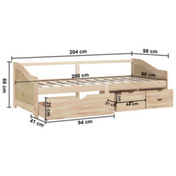 Vidaxl 3-Seater Day Bed Without Mattress Solid Pinewood 90X200Cm - thumbnail 9