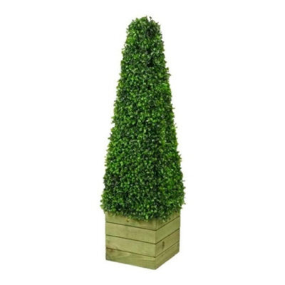 Artificial Pyramid Tree 90Cm Uv Resistant Topiary In Wooden Planter For Indoor And Outdoor Use - image 1