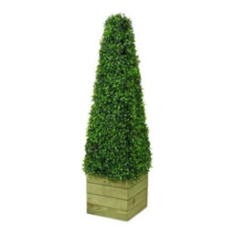 Artificial Pyramid Tree 90Cm Uv Resistant Topiary In Wooden Planter For Indoor And Outdoor Use
