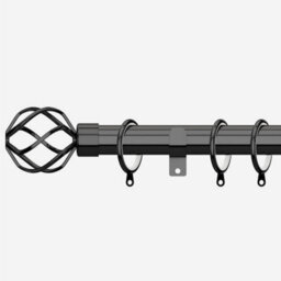 Black Nickel 28mm Cage Fixed Length Metal Curtain Pole  160Cm