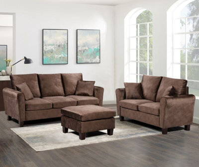 Comfy Living Brushed Velvet 3 Seater Sofa And 2 Seater Sofa In Brown