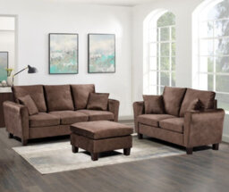 Comfy Living Brushed Velvet 3 Seater Sofa And 2 Seater Sofa In Brown