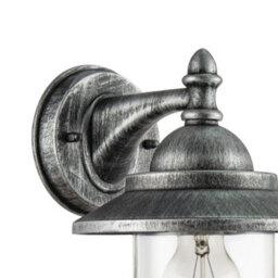Happy Homewares Classic Style Outdoor Wall Lamp Lantern In Brushed Black Silver With Clear Shade - thumbnail 3