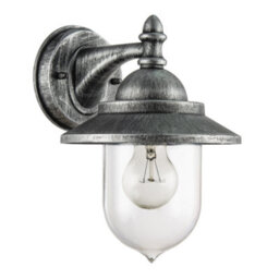 Happy Homewares Classic Style Outdoor Wall Lamp Lantern In Brushed Black Silver With Clear Shade - thumbnail 1
