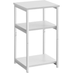 Songmics End Table With 3 Levels, Steel-Framed Bedside Table For Room, And Office, Industrial, Classic White And Classic Black - thumbnail 8