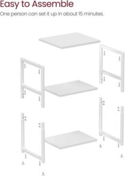 Songmics End Table With 3 Levels, Steel-Framed Bedside Table For Room, And Office, Industrial, Classic White And Classic Black - thumbnail 7