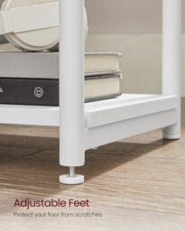 Songmics End Table With 3 Levels, Steel-Framed Bedside Table For Room, And Office, Industrial, Classic White And Classic Black - thumbnail 6