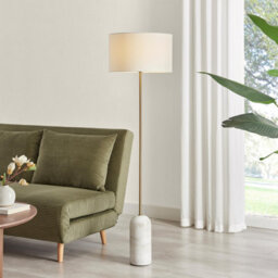 Furniturebox Uk Joceline White Marble Standing Floor Lamp - thumbnail 1