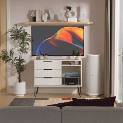 Anzio Matt Kashmir Tv Stand With 2 Shelves & 3 Drawers, (H)74.2Cm X (W)96.8Cm X (D)39.2Cm - image 1