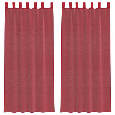 Berkfield Durable Voile Curtains With Loops 2 Pcs Wine Red 140X225 Cm - image 1
