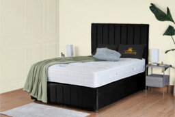 UKBEDFURNITURE Hamilton Plush Black End Opening Divan Ottoman Bed With 54 Inch Headboard - thumbnail 1