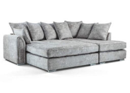Chiswick Right Hand Facing Corner Sofa With Footstool Silver