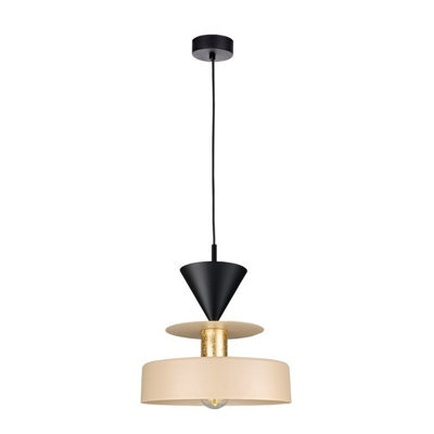Luminosa Lighting Luminosa Valia Dome Pendant Ceiling Light Beige, Gold, Black 1X E27 - image 1