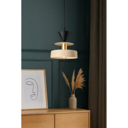 Luminosa Lighting Luminosa Valia Dome Pendant Ceiling Light Beige, Gold, Black 1X E27 - thumbnail 2