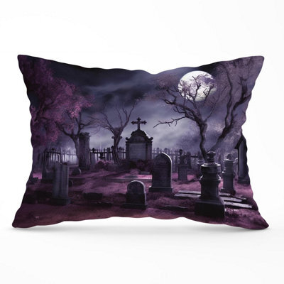 Warren Reed Designer Witchs Moonlit Cemetery Design Cushions 33Cm X 48Cm - image 1