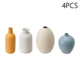 Living And Home Set Of 4 Minimalist Ceramic Vases Nordic Matte Decor Vase Set For Dried Flower Tabletop Ornament - thumbnail 4